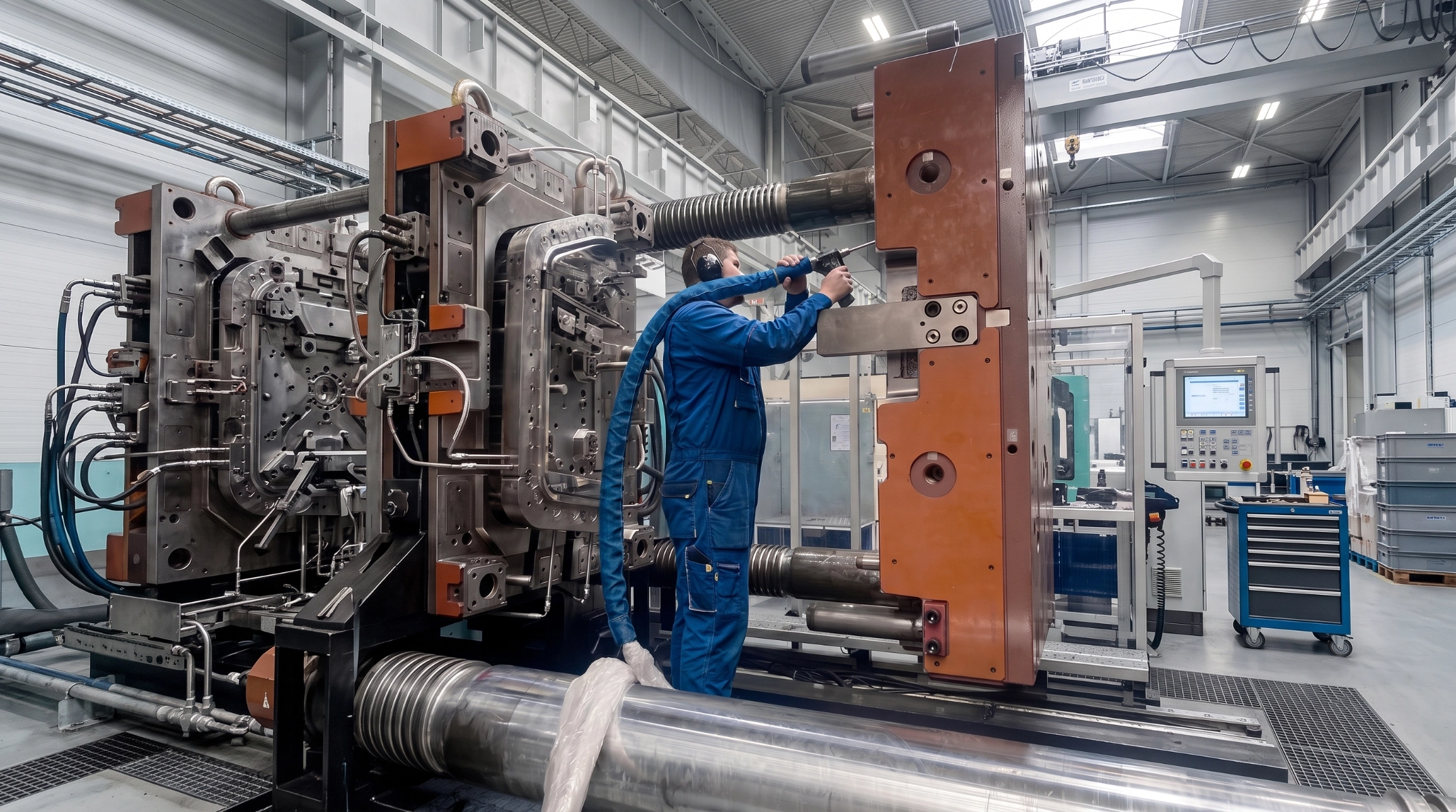 Industrial mold cleaning with a dry ice blasting system